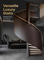 Kupfer-Akzente Wendeltreppe für Luxus-Esszimmer, Villa, Hotel, Apartment, Handgefertigte Schmiedeeiserne Treppe mit Sicherheitsgeländer