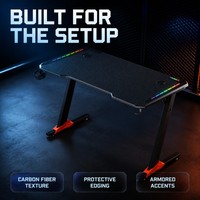 Bureau d'ordinateur pour jeux et bureau AOR LS-Z5 avec éclairage RGB, porte-gobelet, plateau pour écouteurs, surface en bois, noir, expédition immédiate