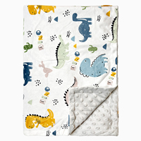 Couverture Bébé Imprimé Dinosaure Dessin Animé Minky Doux Sensoriel Apaisant Jeté Couverture d'emmaillotage pour Tout-petit Quatre Saisons Anti-boulochage GRS OEKO TEX