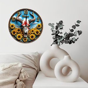 Round Wooden Wall <b>Clock</b> 25x25Cm <b>Silent</b> Living Room Decor Contemporary Home Background Wall Hanging <b>Clock</b> - Product Image 3