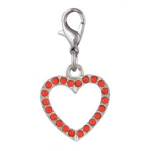 Colgante de Corazón Rojo con Pedrería en Tono Plateado para la Creación de Joyas - Product Image 1