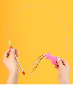 <b>Interactive</b> Pet Chew <b>Toys</b> Long Rod Spiral Rod <b>Cat</b> Teaser with Bite-Resistant Stick for Fish Feather <b>Cat</b> Scratch Training - Product Image 4