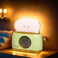 Lampe grille-pain LED personnalisable Réveil à luminosité réglable rechargeable par USB pour chambre à coucher Mini veilleuse à utiliser dans la chambre