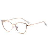 MS 81562 2024 Nuevas Gafas de Sol de Metal Brillante para Mujer, Montura Delgada con Diseño de Ojo de Gato, Gafas Ópticas Anti-Luz Azul, Diseño de Gafas Brillantes Personalizadas