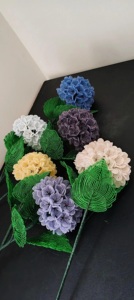 Regalos corporativos: Tallo de flor de hortensia <span class=keywords><strong>azul</strong></span> con cuentas, estilo vintage francés, hecho a mano <span class=keywords><strong>y</strong></span> personalizado, decoración única para el hogar, tallo artificial para arreglos florales en jarrones. - Product Image 3