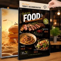 Cadre d'affichage publicitaire pour affiche de film, boîte à lumière ultra-mince en verre LED, étanche IP54, mural, avec commande tactile, rétroéclairé pour entreprises
