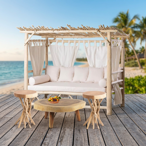 Waterproof Teak Wood Canopy Pergola Gazebo Outdoor Pavilion Natural Branch Bar Set Terrace Garden Furniture Coffee Table Stool - Product Image 3