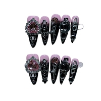 Série d'autocollants pour ongles Y2K Hot Girl, faux ongles réutilisables à pointe longue, faits main, pour manucure française, style international