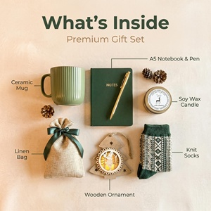 Coffret cadeau de Noël de luxe pour femmes, mug en céramique verte, carnet, stylo, <span class=keywords><strong>bougie</strong></span> parfumée, chaussettes, coffret cadeau d'entreprise pour les fêtes - Product Image 2