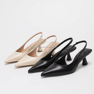 Zapatos de tacón alto de moda de verano para mujer, tacón de gatito sin cordones, punta estrecha, aumento de altura sólida, tacón alto, Slingback para mujer - Product Image 2