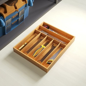Boîte de rangement pour couverts en bambou avec compartiments pour l'organisation du tiroir de cuisine, écologique, rectangulaire, 18L - Product Image 4