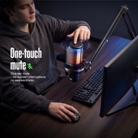 Microphone à condensateur USB Type-C SU5 AI avec bras articulé, lumière RGB, suppression du bruit sans fil pour le gaming, les podcasts et le streaming en direct