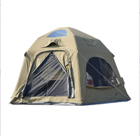 Tente dôme gonflable double couche imperméable avec grand auvent pour 4 saisons, tente familiale de luxe pour l'extérieur