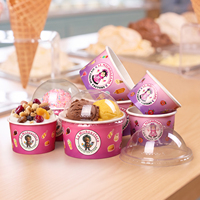 Gobelets à crème glacée personnalisés 3oz 5oz 8oz 12oz 16oz avec couvercles en dôme, gobelets en papier jetables pour les boutiques de crème glacée molle