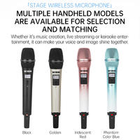 Ensemble de microphones dynamiques sans fil UHF professionnels True Diversity, avec suppression du bruit, en métal et plastique, pour karaoké et conférences