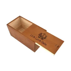 사용자 정의 소나무 그린 돌 저장 포장 보석 선물 슬라이드 뚜껑과 나무 상자