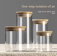 Pot de conservation en verre borosilicate avec couvercle en bambou, écologique, grande capacité de 16 oz, récipient à épices moderne pour la cuisine