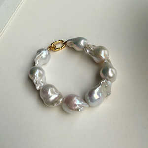 Pulsera WENCHI para Mujer, Perlas Barrocas Naturales en Forma de Cola de Pez, Bañada en Oro y Cobre, 15-16 cm, 30 g, DB2-12, Accesorio Artesanal - Product Image 4