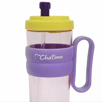 Gobelet en plastique Tritan avec poignée, tasse réutilisable avec paille, sans BPA, pour café glacé, thé au lait, boissons