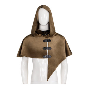 Cape médiévale à capuche en daim, style rétro pirate, avec détails de boucles, pour scène et fête - Product Image 4