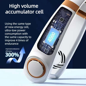 Ventilador de Cuello Portátil LED 360° Ventilador Personal Sin Aspas Refrigerante |   Ventilador Portátil Recargable por USB de 4000 mAh, Sin Enredos de Cabello, para Viajes - Product Image 5