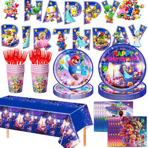 Ensemble de vaisselle jetable sur le thème du jeu Cartoon Galaxy pour fête d'anniversaire, assiettes en papier, décorations de fête pour enfants - Product Image 1