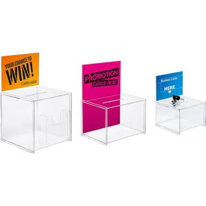 Hucha acrílica transparente con punta de 8x8x8, urna de plástico transparente, caja de regalo A5
