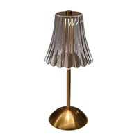Lampe de table LED sans fil rechargeable moderne, lampe de bureau en cristal plissé de luxe pour la décoration d'ambiance des restaurants, bars et hôtels