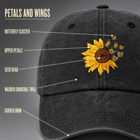 Casquette de baseball brodée tournesol, charbon délavé, visière incurvée, unisexe, streetwear, vente en gros