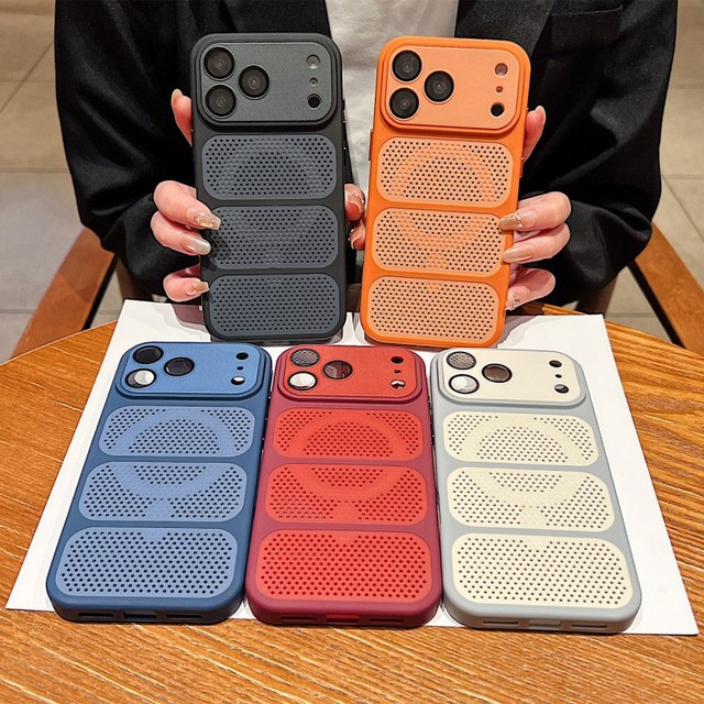 Business Heat Dissipation Magnetic Wireless Charge Honeycomb PC Shockproof Mobile Phone Case for 12 17 Pro Max Large