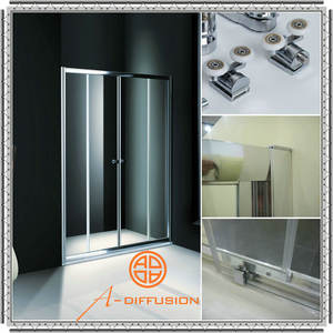 <span class=keywords><strong>Porte</strong></span> de <span class=keywords><strong>douche</strong></span> coulissante double moderne, panneaux muraux en verre trempé de 6 mm, intérieur <span class=keywords><strong>avec</strong></span> cadre, surface polie, écologique, manuelle - Product Image 3