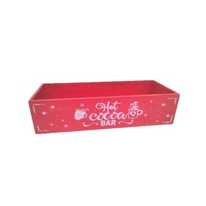 Caja de Almacenamiento Navideña de Madera para Barra de Chocolate Caliente, Rectangular, con Impresión en Rojo, Blanco y Negro, Decorativa para Mesa - Product Image 3
