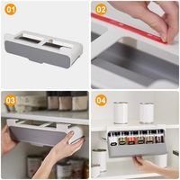 Étagère réglable étagère à épices de cuisine sous l'armoire organisateur de tiroir avec support suspendu Solution de rangement facile pour vos épices