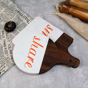 Planche à découper personnalisée en <span class=keywords><strong>marbre</strong></span> et bois d'acacia, plateau à fromage de Noël, <span class=keywords><strong>plaque</strong></span> de service simple en roche blanche imprimée - Product Image 2