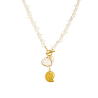 Collier pendentif européen américain transfrontalier nouveau style punk boucle OT irrégulière étoile de mer chaîne perlée en acier inoxydable 18K