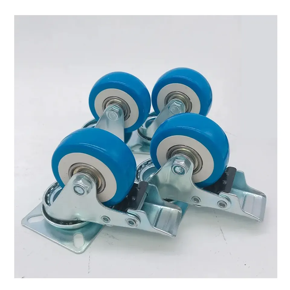 Двойной шаровой подшипник колесный поворотный тормоз с фиксированным поворотным тормозом Китай ПВХ или PU заводская цена синий 2 дюйма DAJIN CASTER