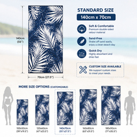 Wholesale Ultra-Fine Fiber Double Sided Fleece Beach Towel Quick Dry Printed Tropical Summer Digital Design for Swimming Bath