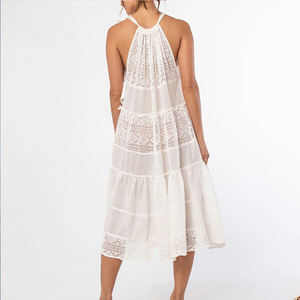 Vestido midi de encaje transparente estilo bohemio hecho a medida, vestido midi de tul de alta calidad 100% algodón - Product Image 3