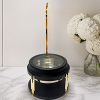 Chauffe-Plat Rond Suspendu Noir 8L 10L en Acier Inoxydable avec Couvercle en Verre pour Buffet de Traiteur, Hôtels et Mariages