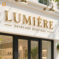 Enseigne lumineuse LED 3D personnalisée en acier inoxydable avec logo Halo Glow pour studio, réception, bureau, décoration intérieure commerciale