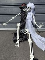 SIPKLR Squelette de mariée et de marié à double tête de 160 cm, accessoires d'Halloween grandeur nature pour maisons hantées, cimetières et décorations extérieures