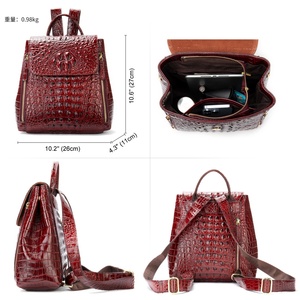 Women Boshiho Crocodile Leather Backpack Soccer Boot Bag School College Book Bag Purse for Women - Product Image 3