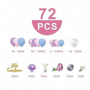 Ensemble de ballons décoratifs Ls, 72 pièces, thème sirène, décoration de fête pour anniversaire d'enfants - Product Image 5