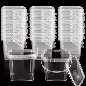 Gobelet en plastique transparent carré en PP avec logo personnalisé, avec poignée et couvercle, pour thé, jus, lait, aliments, 5oz, 12oz, 16oz, 24oz, 32oz - Product Image 1