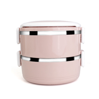 Isolierter Edelstahl 3 Schichten Tragbarer Lunchbox-Behälter BPA Stapelbare Bento-Box Thermo-Auslaufs icher