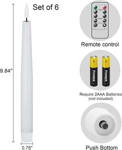3D Real Flame <b>Paraffin</b> Wax 5 Hours Timer Green LED Taper Candle Home Decoration 10 Key Remote Control Weddings Birthdays - Product Image 4