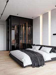 Armoire de chambre principale de style minimaliste italien, luxe léger, série de verre gris avancé, type sol - Product Image 2