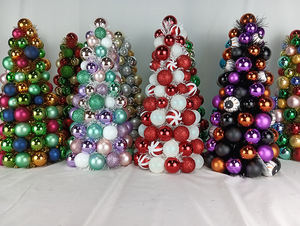 Senma sine 40cm Weihnachts feier Festival Dekoration Blau Silber Kugeln Tischplatte Bruchs icherer Kunststoff Weihnachts ball Kegel Baum - Product Image 5