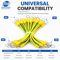 Câble de mise à la terre industriel OEM personnalisé 10AWG 12AWG en cuivre isolé PVC, jaune-vert, avec cosses annulaires