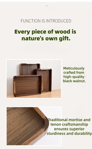 Rustic <strong>Rectangular</strong> Solid Walnut Wood Breakfast Coffee Table Platters Natural Wooden Serving <strong>Trays</strong> - Product Image 6